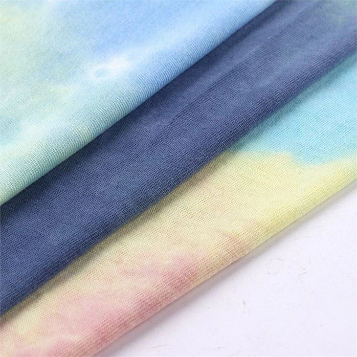 Customized Soft 92%Polyester 8%Spandex Tie-dye Double Side Brushed Colorful Jersey Fabric For Garment T-shirts Hoodies Dresses